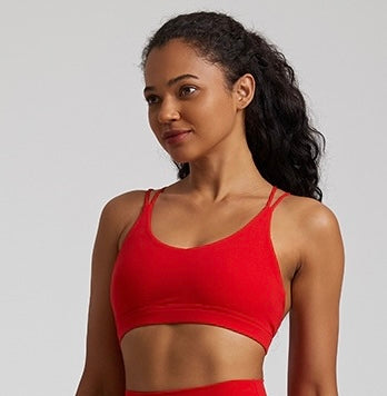 Red strappy sports sales bra